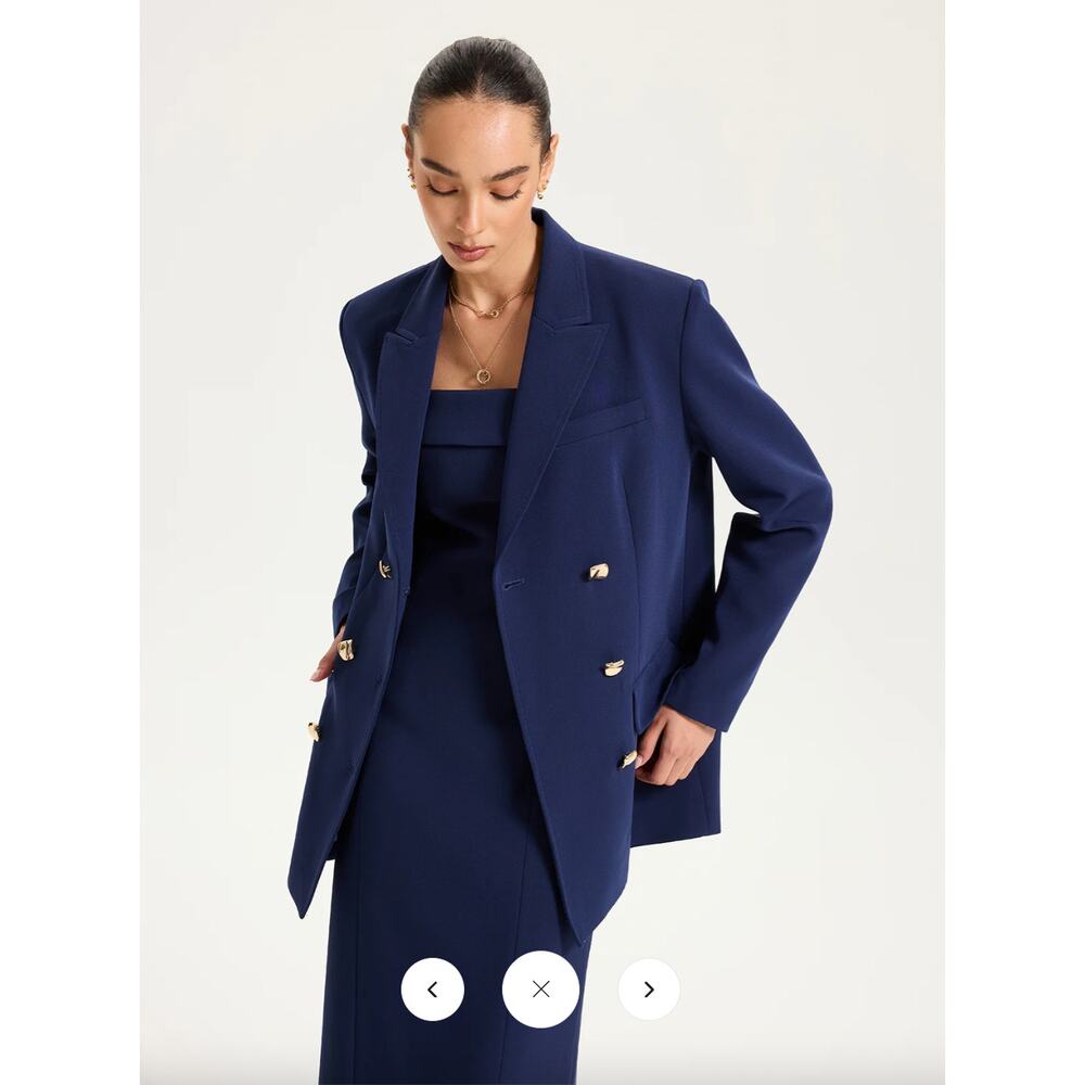 Commense Metal Double-Breasted Oversized Blazer SZ L